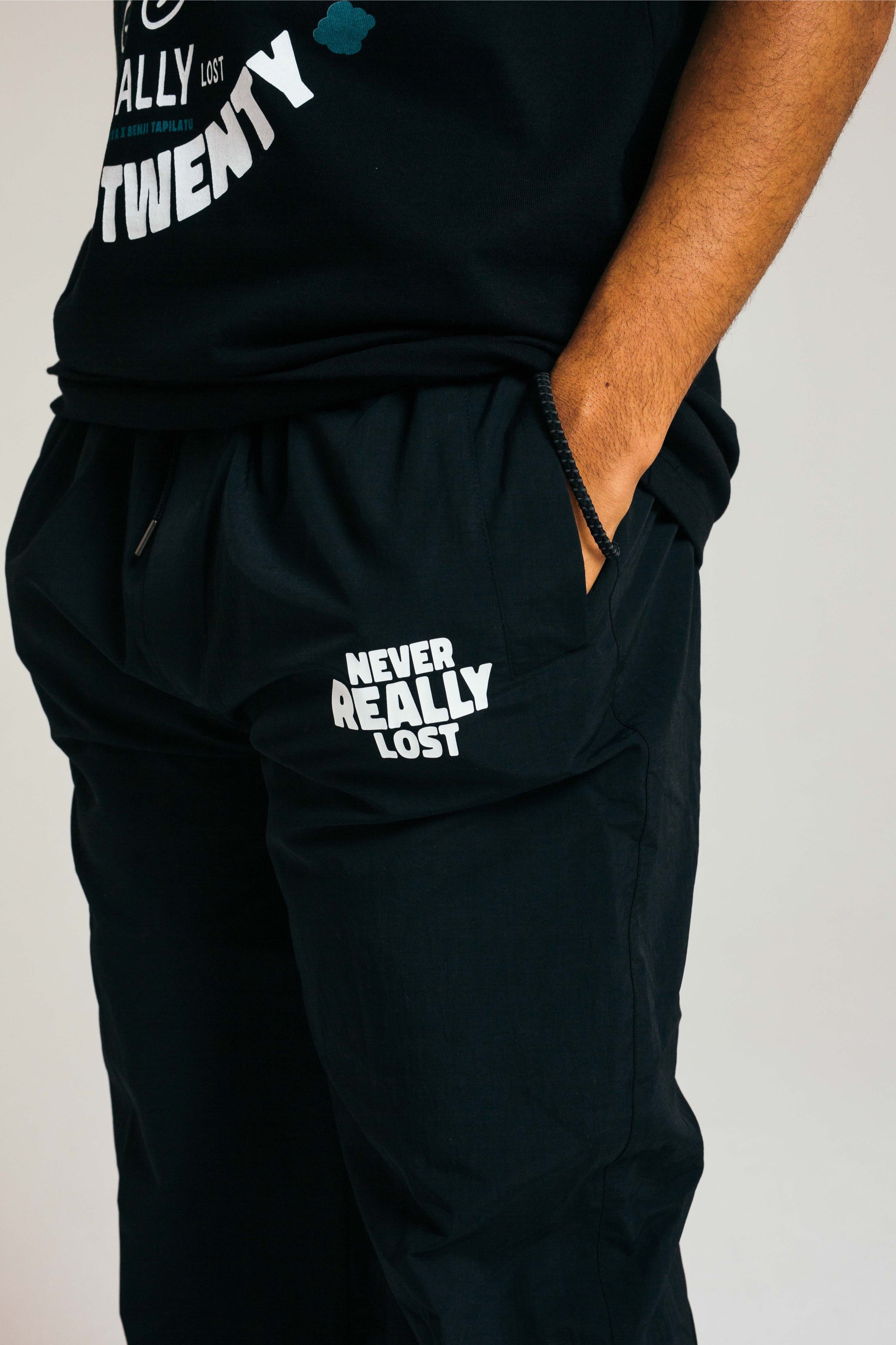 Never Really Lost Black Tracksuit Bottom